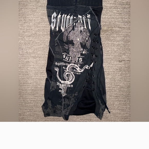 SALVAGE GORGEOUS Black Crystal Embellished Strapless Dress. S - Picture 8 of 9